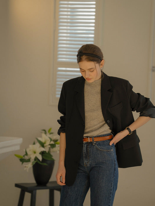 [TILLIDIE] Tie strap detail layered jacket_Black