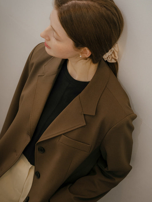 [TILLIDIE] Essential 3-button blazer_Brown