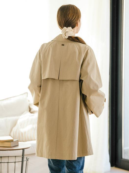 [TILLIDIE] A-line silhouette half trench coat_Beige