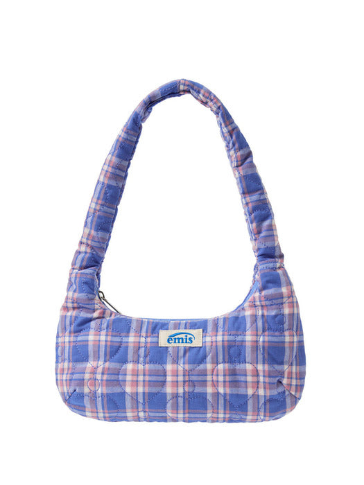 Emis Heart Quilted Shoulder Bag-Blue