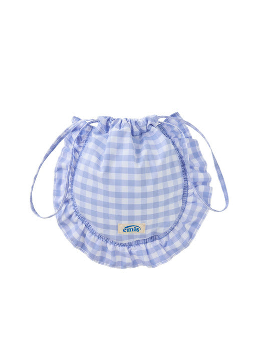 Emis Check String Eco Bag-Sky Blue
