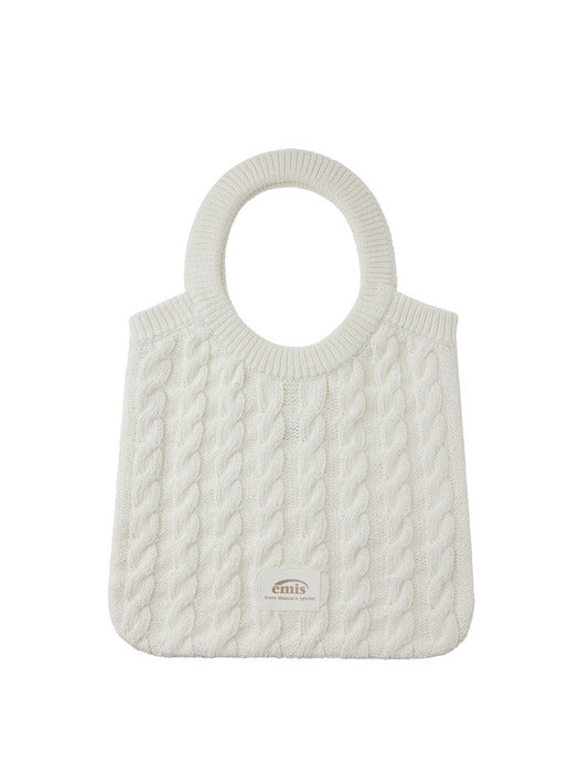 [emis] CABLE COTTON KNIT BAG-WHITE