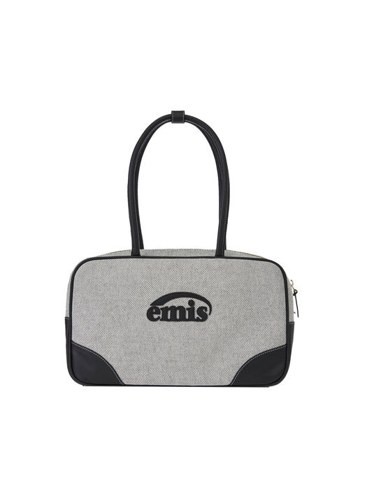 Emis Canvas Leather Tote Bag-Black