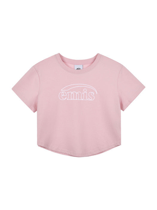 Emis Chain Stitch T-Shirt-Pink/White