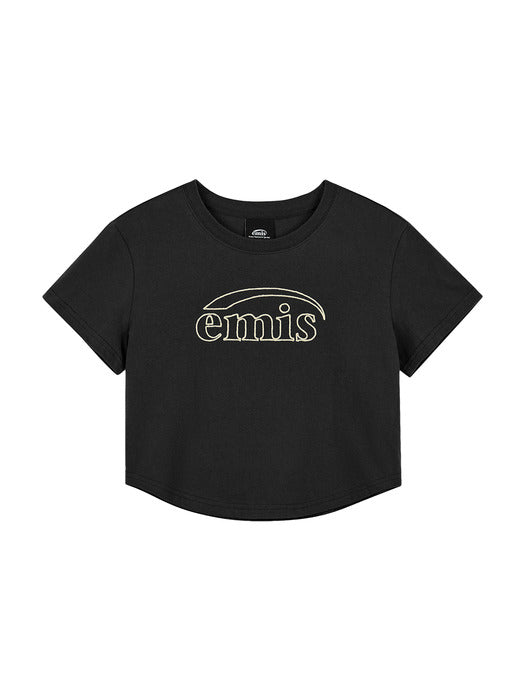 Emis Chain Stitch T-Shirt-Charcoal/Cream