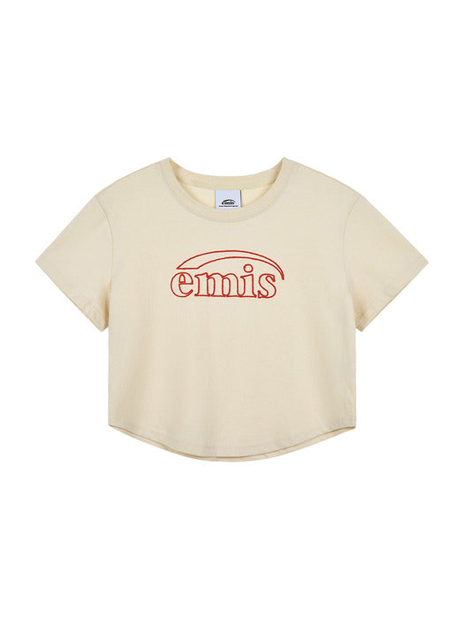 Emis Chain Stitch T-Shirt-Beige/Red