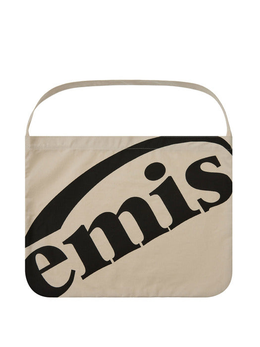 [emis] CROPPED LOGO COTTON ECO BAG-ECRU