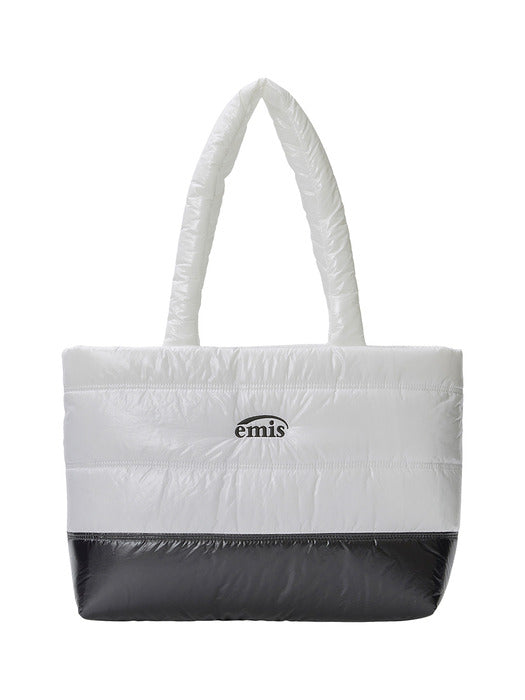 [emis] GLOSSY PADDED TOTE BAG-WHITE
