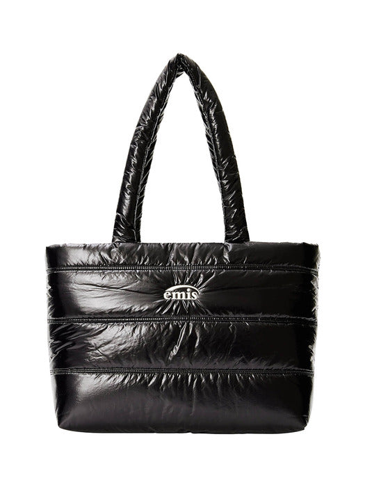 [emis] GLOSSY PADDED TOTE BAG-BLACK