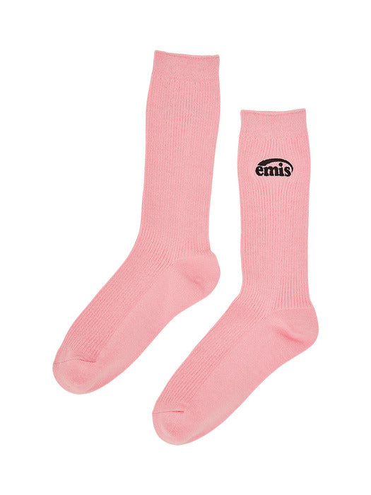[emis] (WOMENS) NEW LOGO STITCH SOCKS-PINK