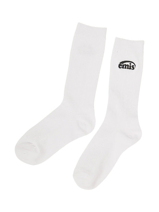 [emis] (WOMENS) NEW LOGO STITCH SOCKS-WHITE