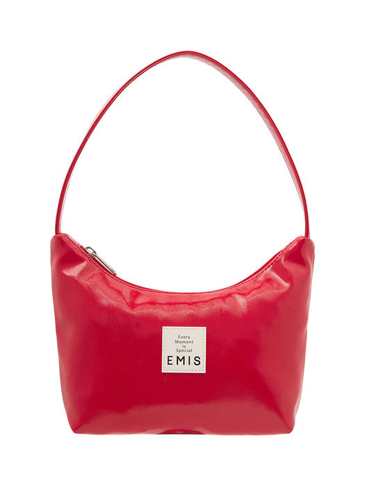 [emis] NEW ENAMEL HOBO BAG-RED