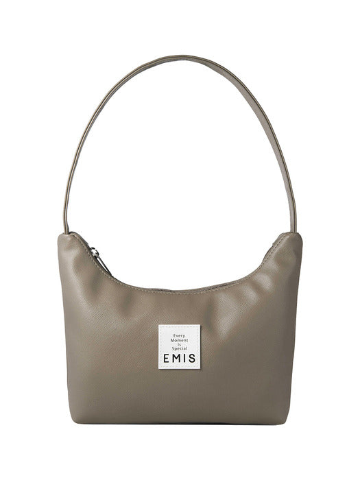 [emis] LEATHER HOBO BAG-BROWN
