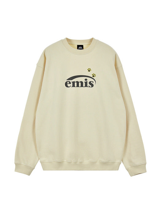 [emis] FOOT PRINTED SWEAT SHIRT-CREAM