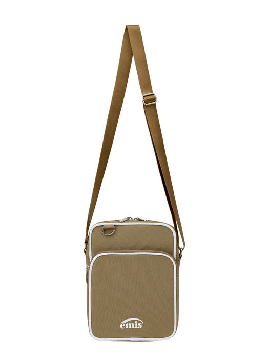 [emis] NYLON ZIP-POCKET MINI CROSS BAG-BEIGE