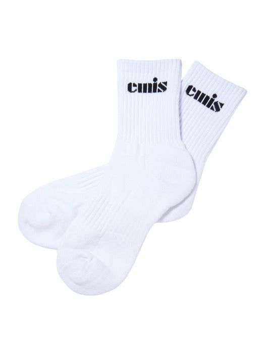 [emis] VINTAGE LOGO SOCKS-WHITE