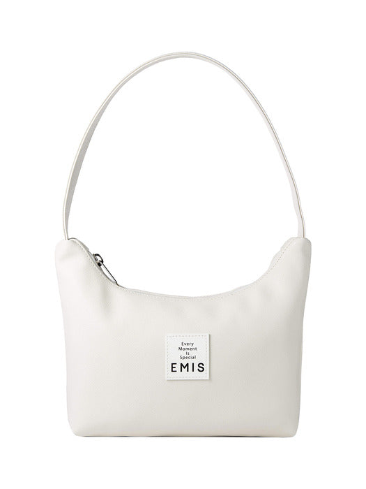 [emis] LEATHER HOBO BAG-WHITE