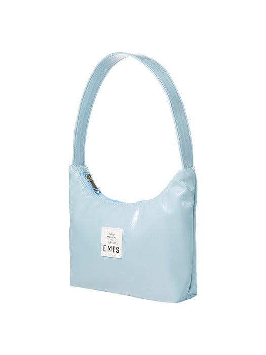 [emis] ENAMEL HOBO BAG-SKYBLUE