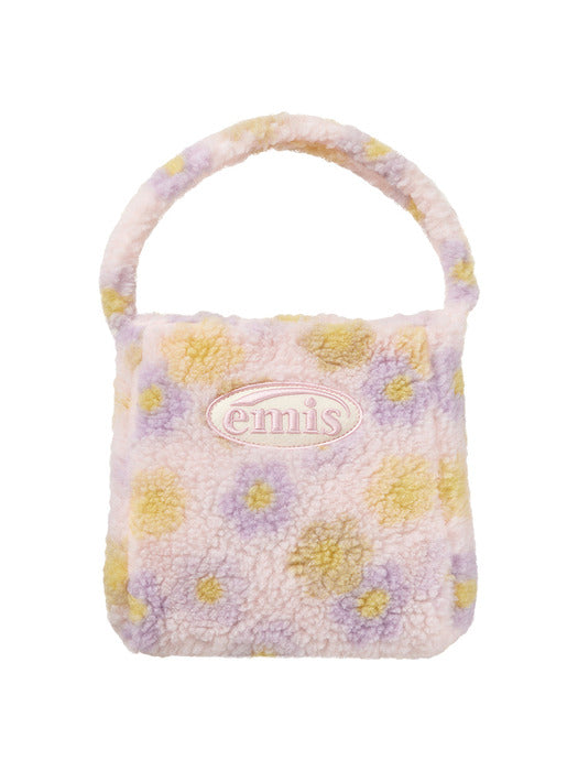 [emis] FLOWER BOUCLE SQUARE BAG-PINK