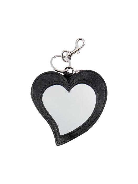 [emis] HEART COIN MIRROR PURSE-BLACK