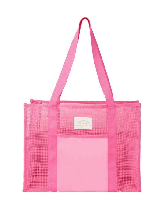 [emis] PVC MESH BEACH BAG-PINK