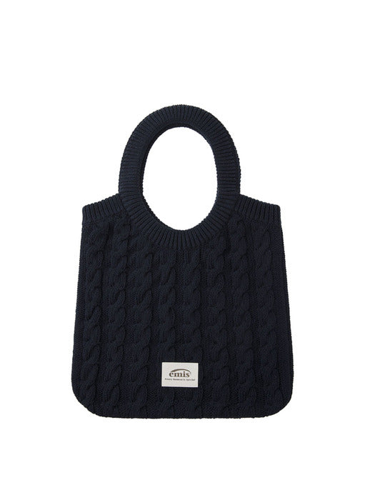 [emis] CABLE COTTON KNIT BAG-NAVY