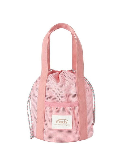 [emis] MESH BUCKET BAG-PINK