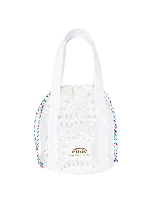 [emis] MESH BUCKET BAG-WHITE