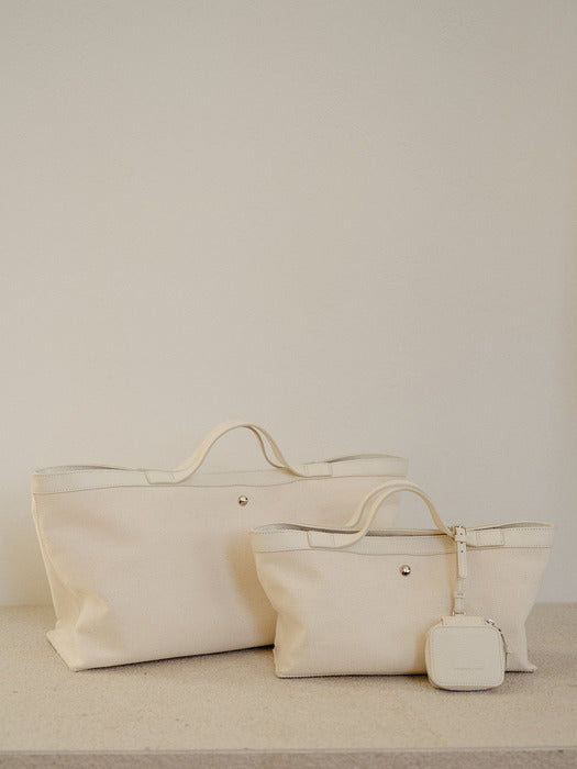 Kindersalmon Posell Canvas Tote Bag Raw-White