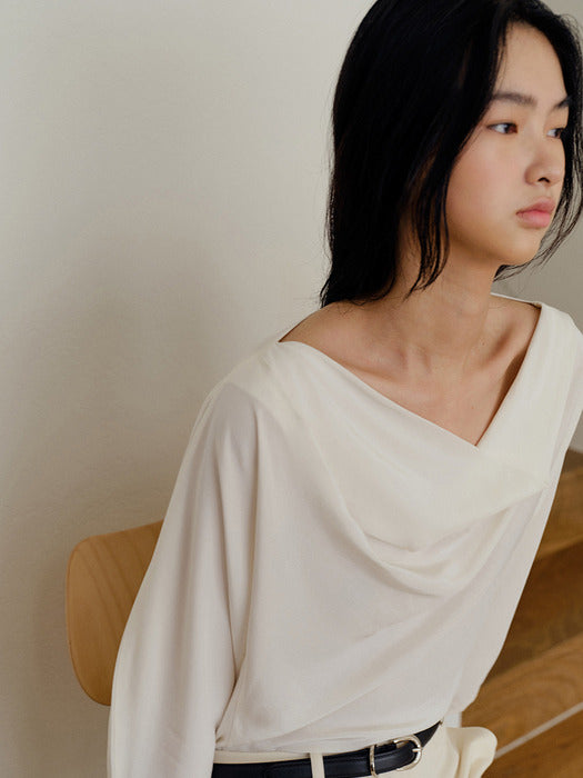 Kindersalmon Edith Draped Top Ivory