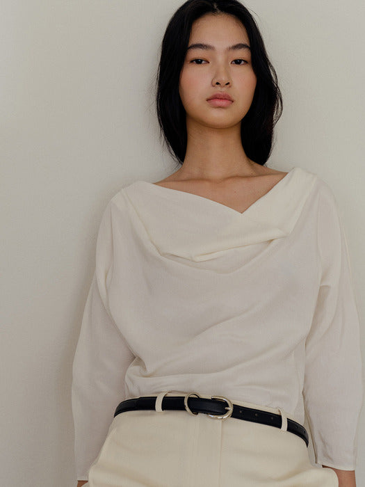 Kindersalmon Edith Draped Top Ivory