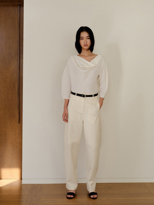 Kindersalmon Edith Draped Top Ivory