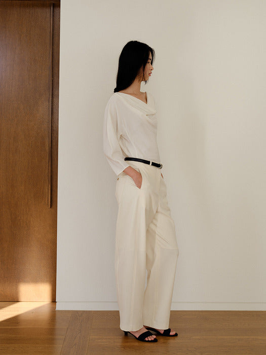 Kindersalmon Edith Draped Top Ivory