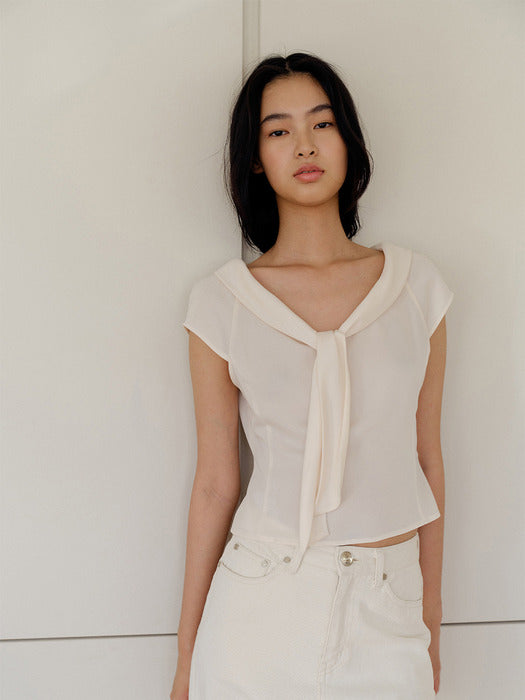 Kindersalmon Valois Bowtie Top Cream