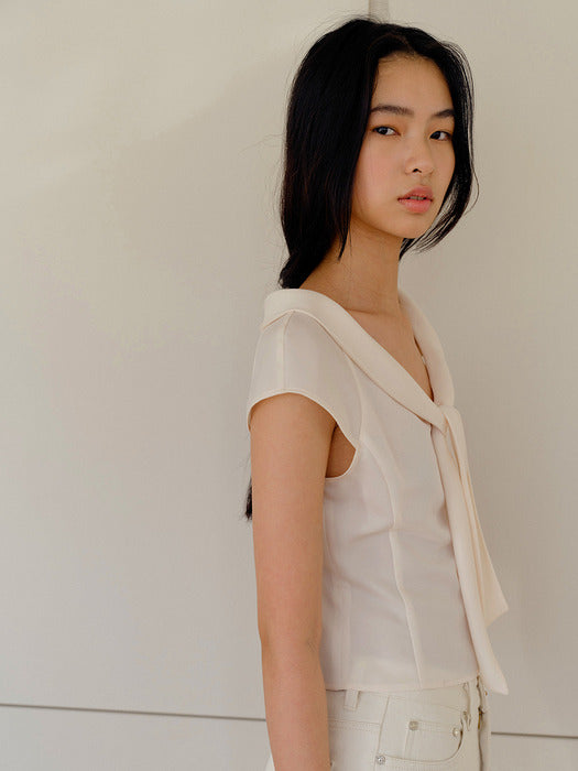 Kindersalmon Valois Bowtie Top Cream