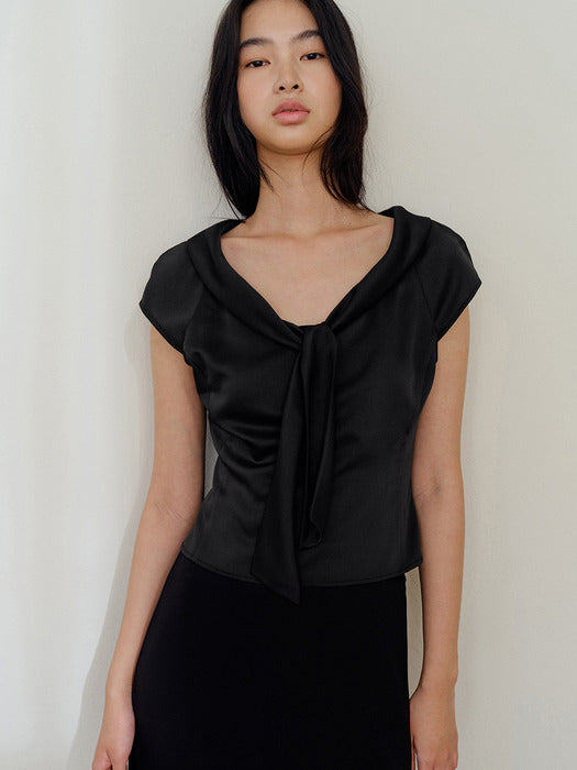 Kindersalmon Valois Bowtie Top Black