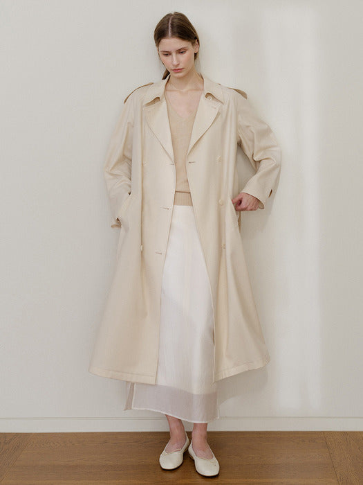 Kindersalmon Agnes Gabardine Trench Coat Macadamia
