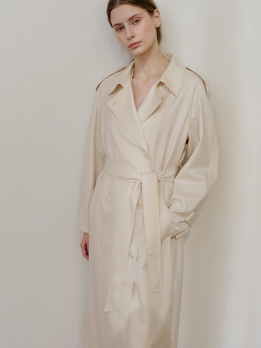 Kindersalmon Agnes Gabardine Trench Coat Macadamia