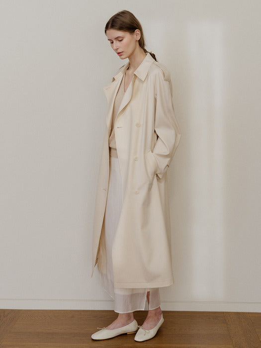 Kindersalmon Agnes Gabardine Trench Coat Macadamia