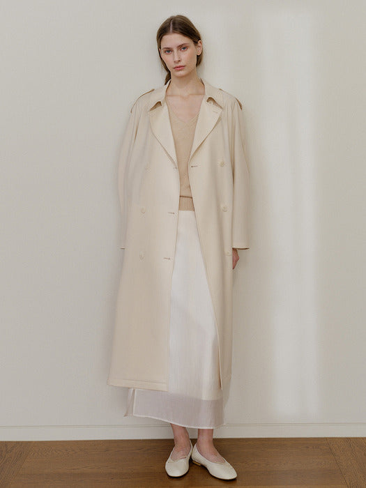 Kindersalmon Agnes Gabardine Trench Coat Macadamia
