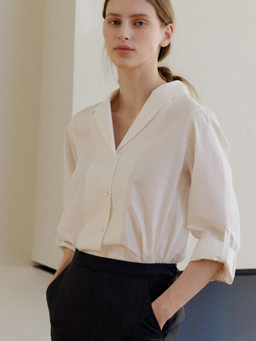 Kindersalmon Marcella Shawl Collar Shirt White