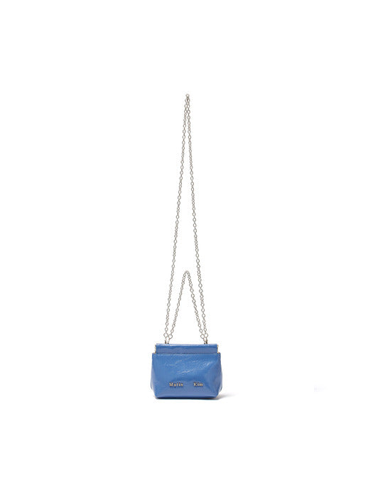GLOSSY LEATHER MINI WALLET BAG IN SMOKE BLUE
