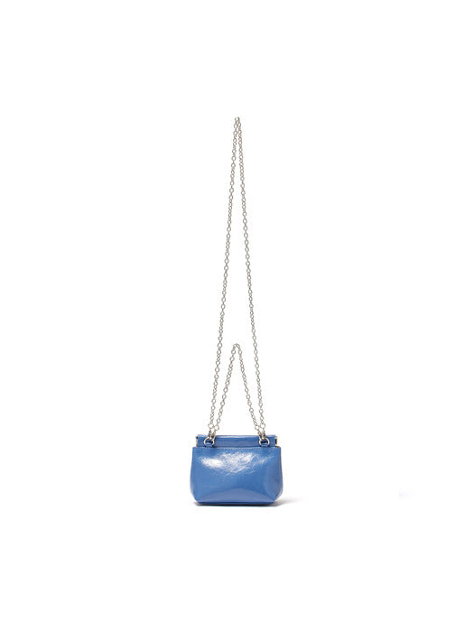 GLOSSY LEATHER MINI WALLET BAG IN SMOKE BLUE