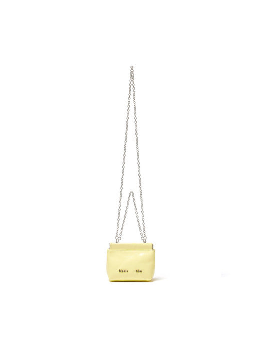 GLOSSY LEATHER MINI WALLET BAG IN LIGHT YELLOW