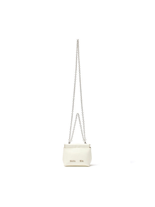 GLOSSY LEATHER MINI WALLET BAG IN IVORY