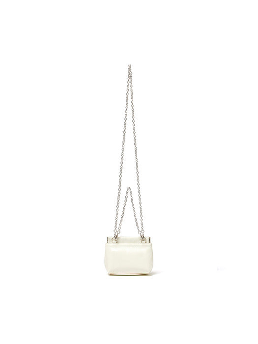 GLOSSY LEATHER MINI WALLET BAG IN IVORY