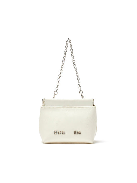 GLOSSY LEATHER MINI WALLET BAG IN IVORY
