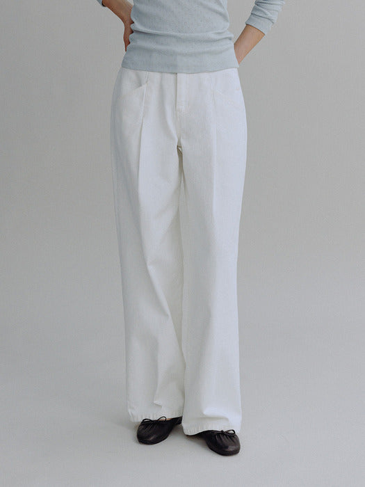 Mango Maniplease Jeta Pintuck Jeans Ivory