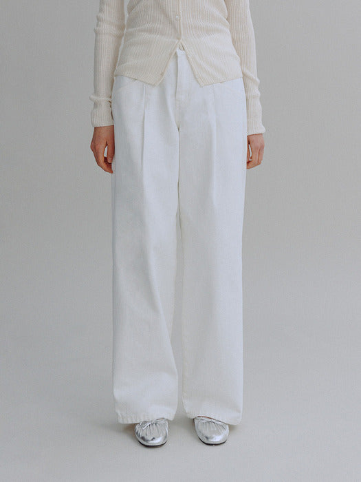 Mango Maniplease Jeta Pintuck Jeans Ivory