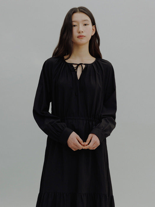 Mango Maniplease Sopia Shirring One Piece Black
